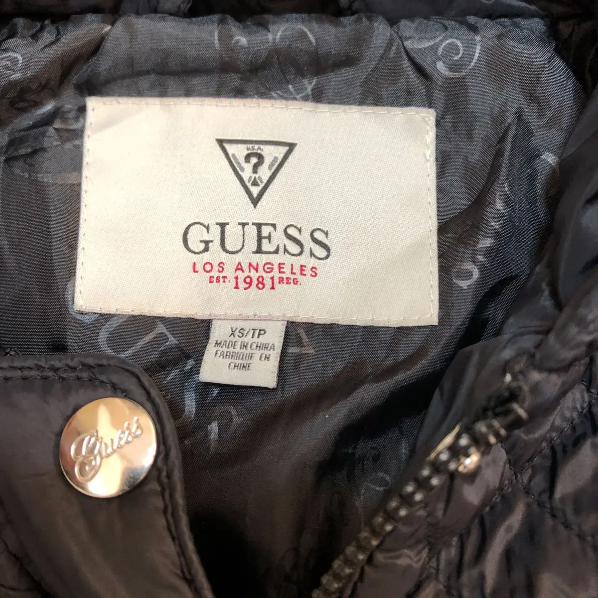 Guess Black Quilted Hooded Jacket