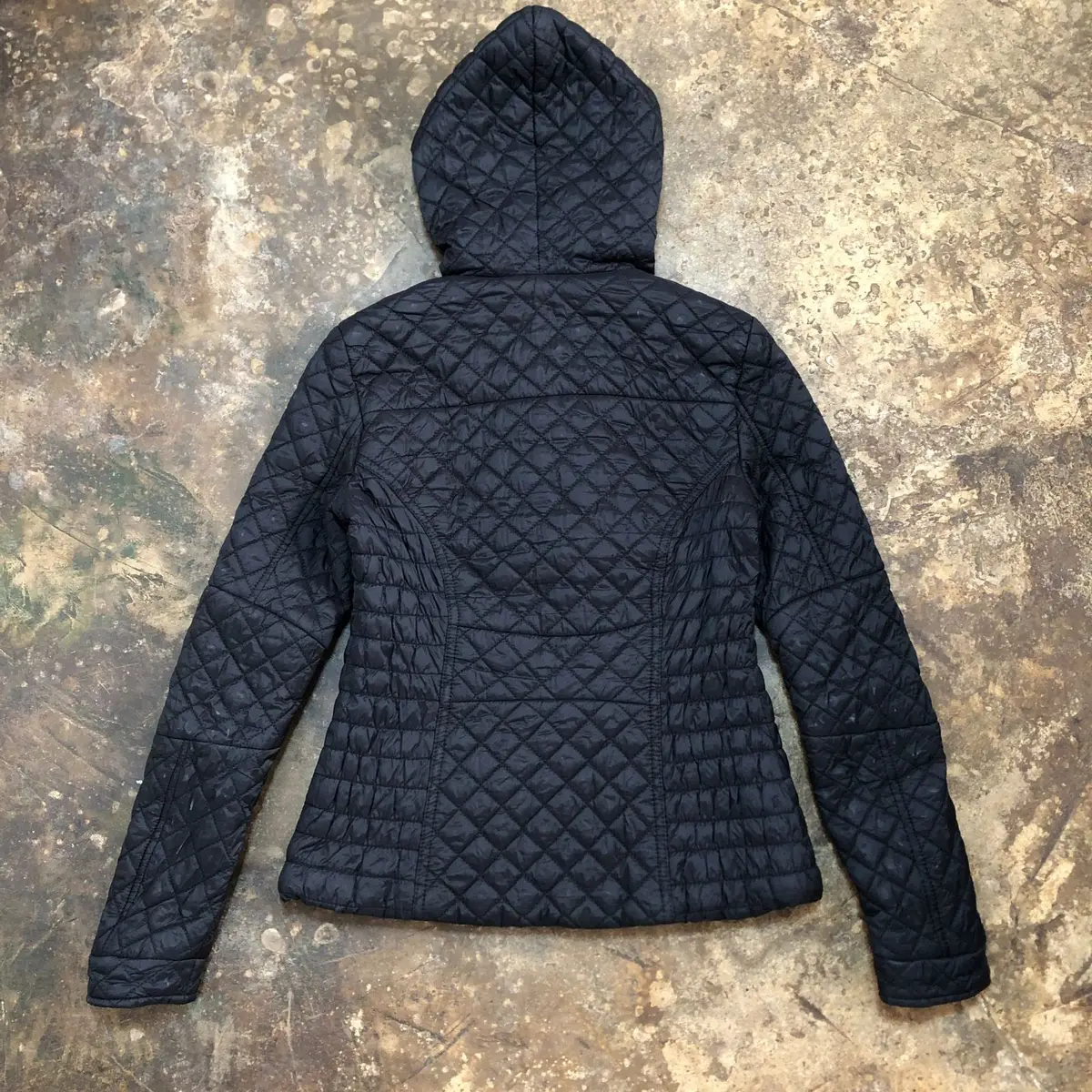 Guess Black Quilted Hooded Jacket
