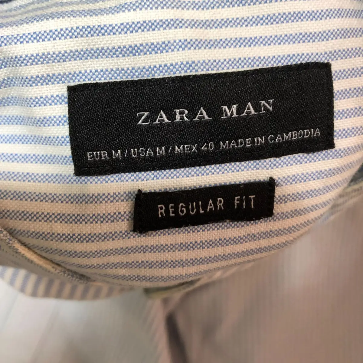 Zara Man Striped Grandad Collar Shirt