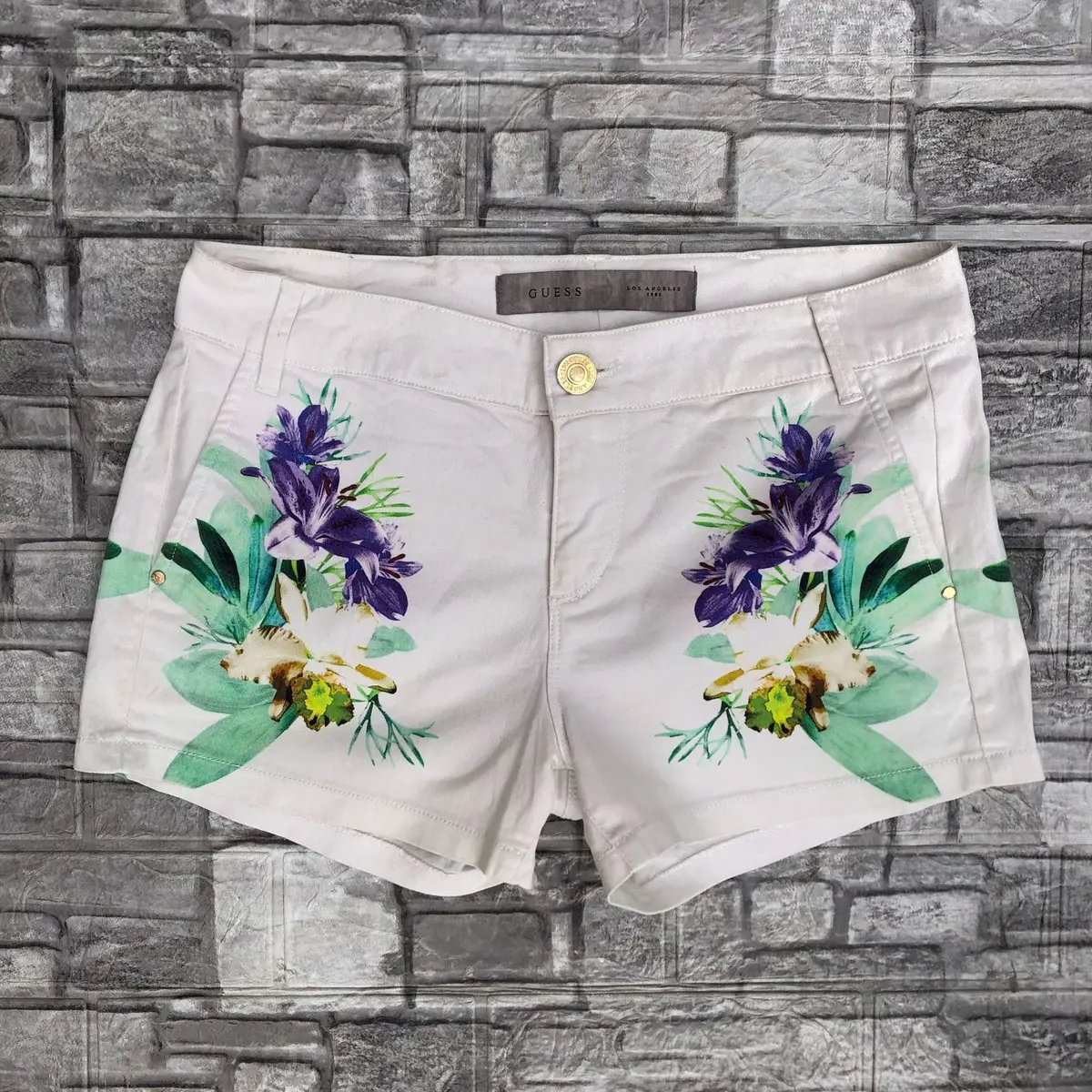 Guess Floral Print Denim Shorts