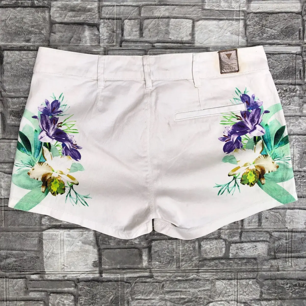 Guess Floral Print Denim Shorts