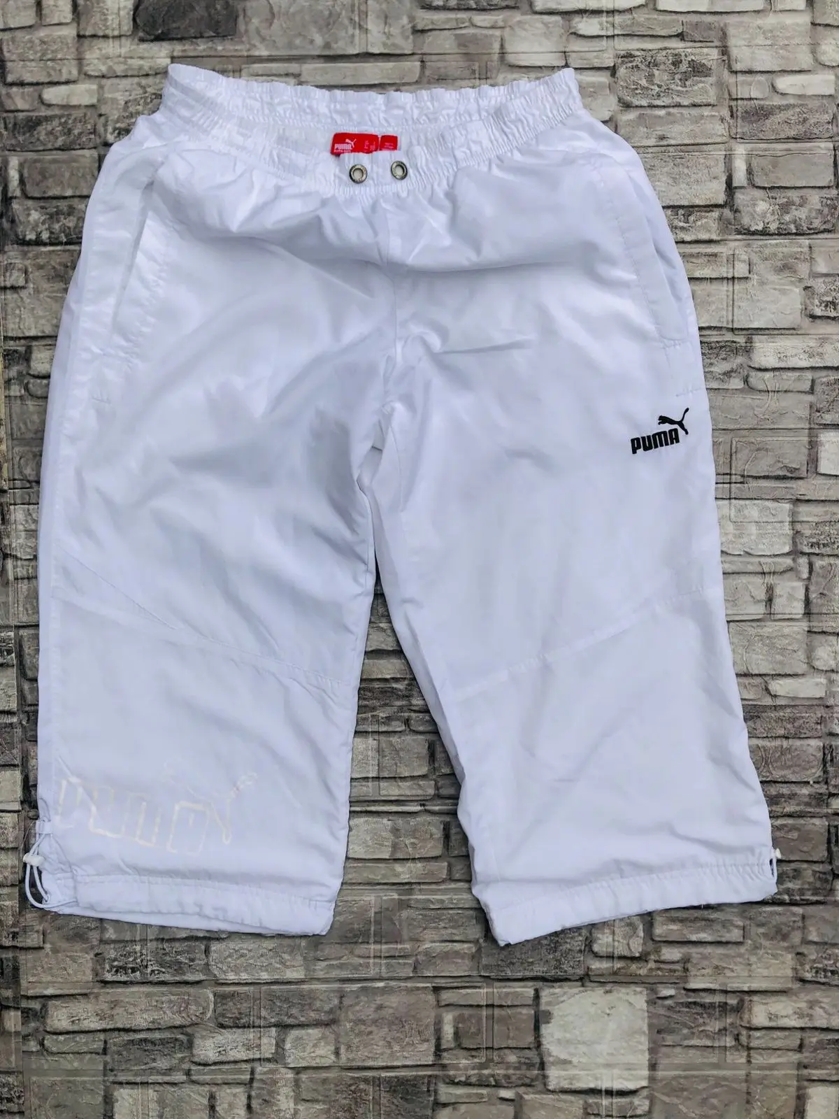 Puma White Three-Quarter Track Pants