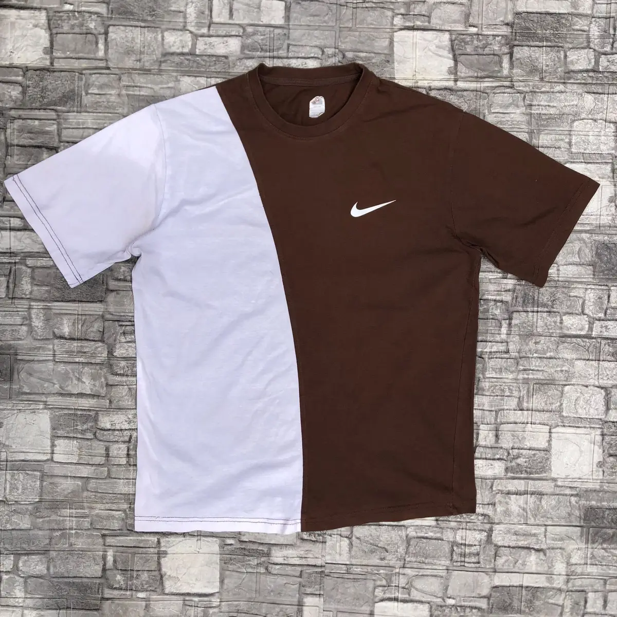 Nike Split Panel Brown and White T-Shirt
