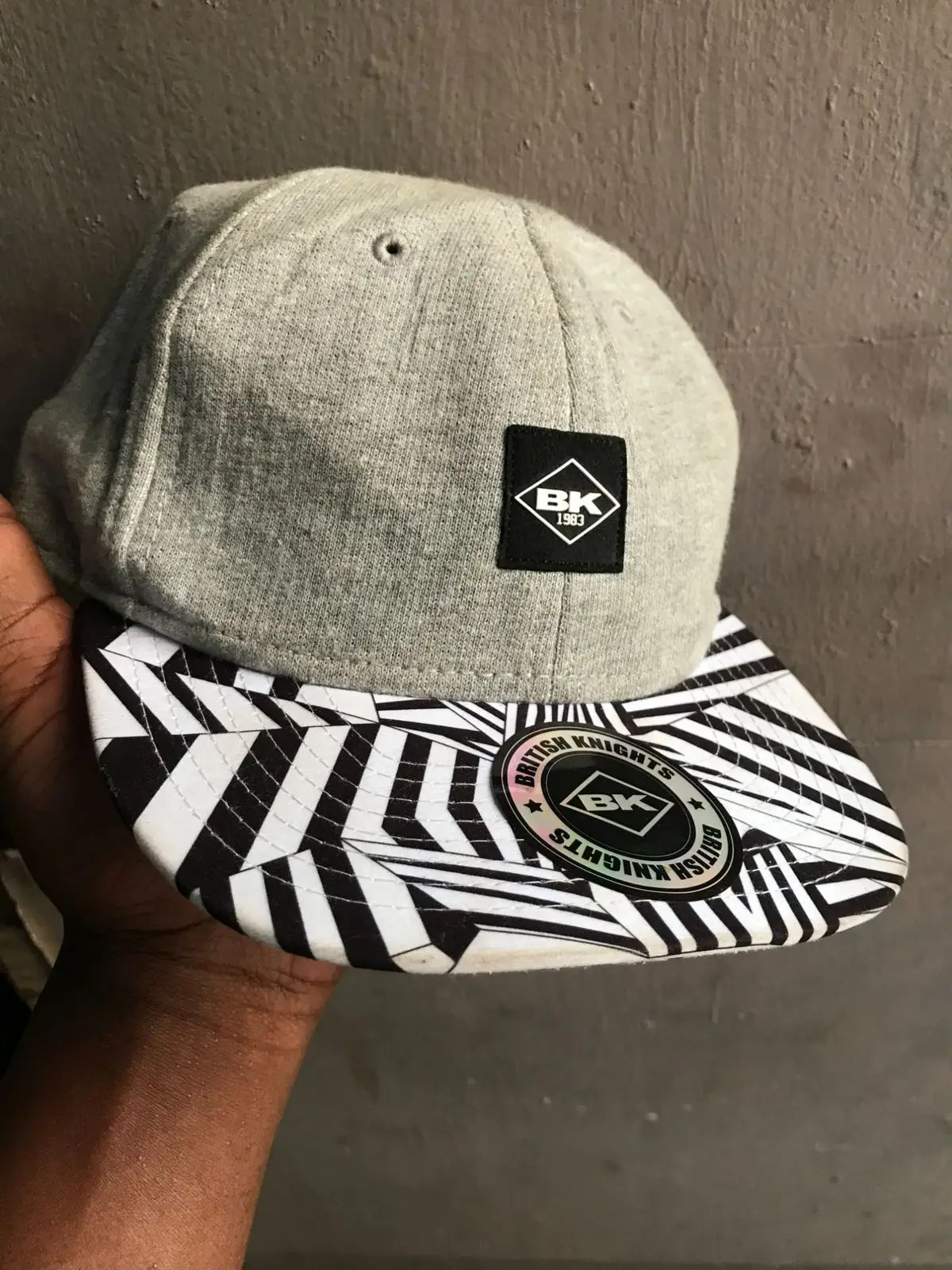 British Knights Grey Snapback Cap with Patterned Brim