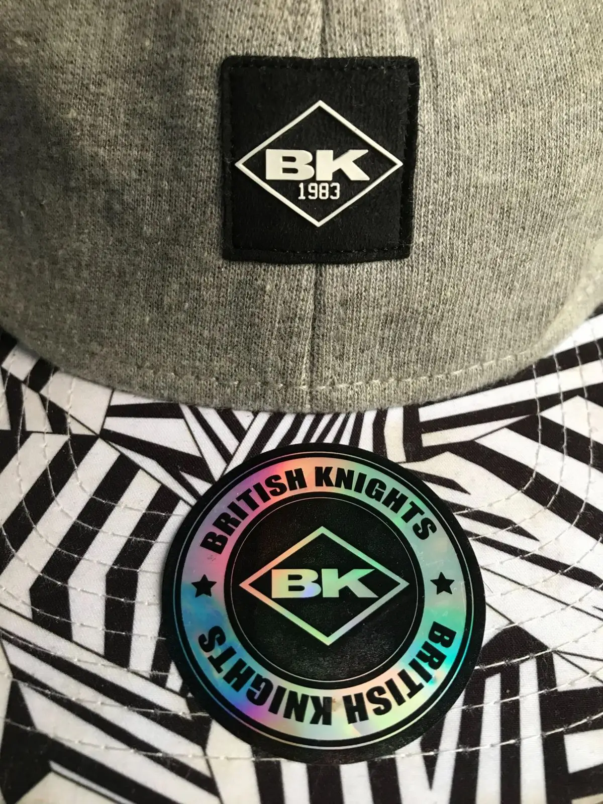 British Knights Grey Snapback Cap with Patterned Brim