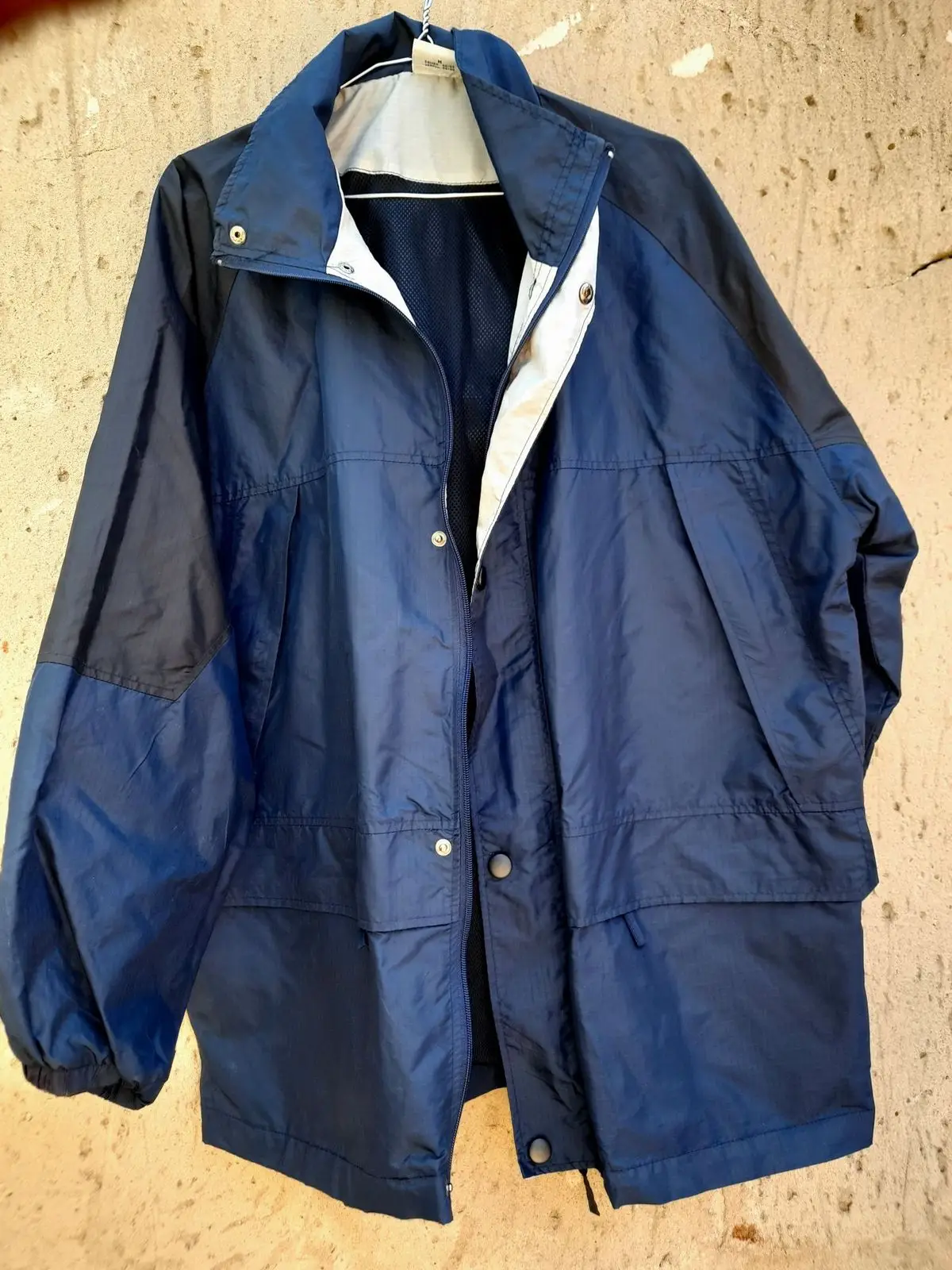 Navy Blue and Black Lightweight Windbreaker Jacket