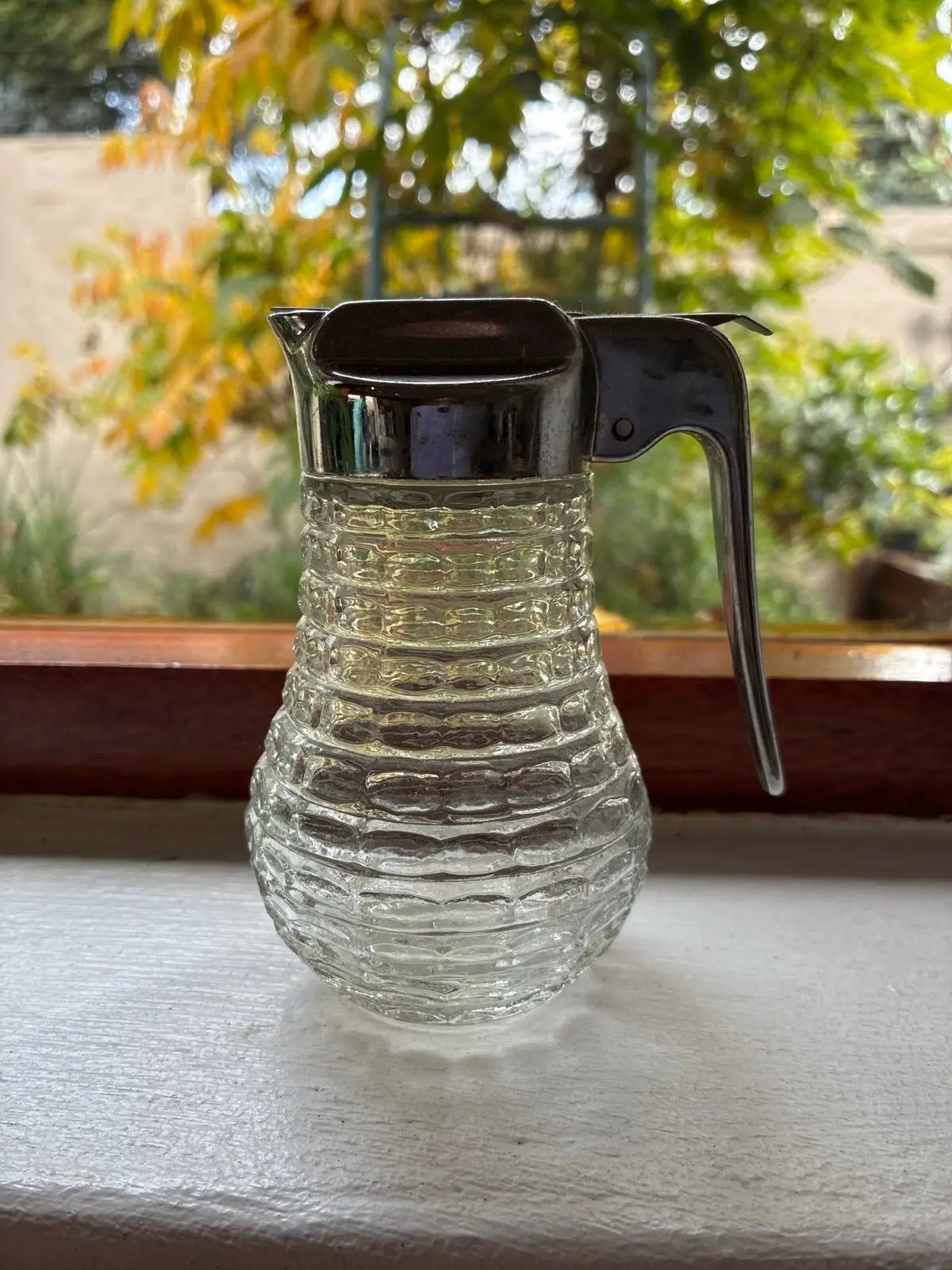 Vintage Textured Glass Syrup Dispenser