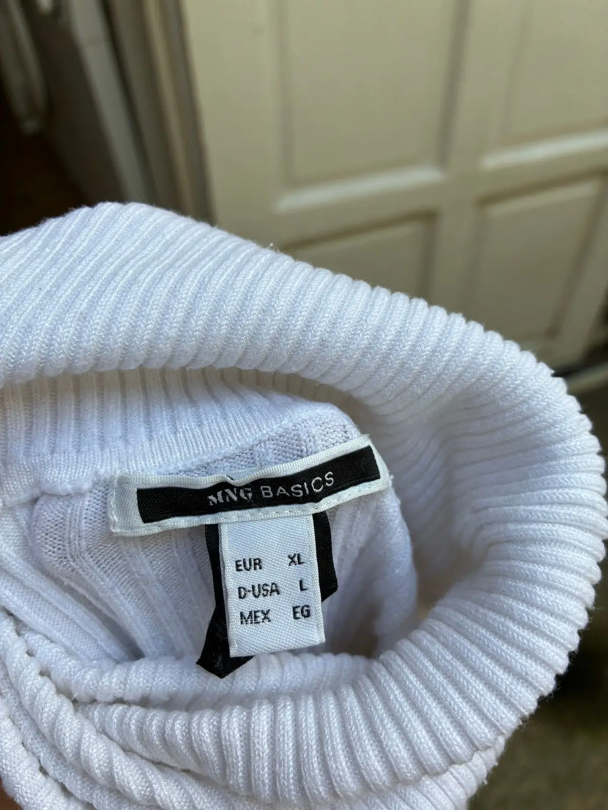 Mango White Ribbed Turtleneck Sweater