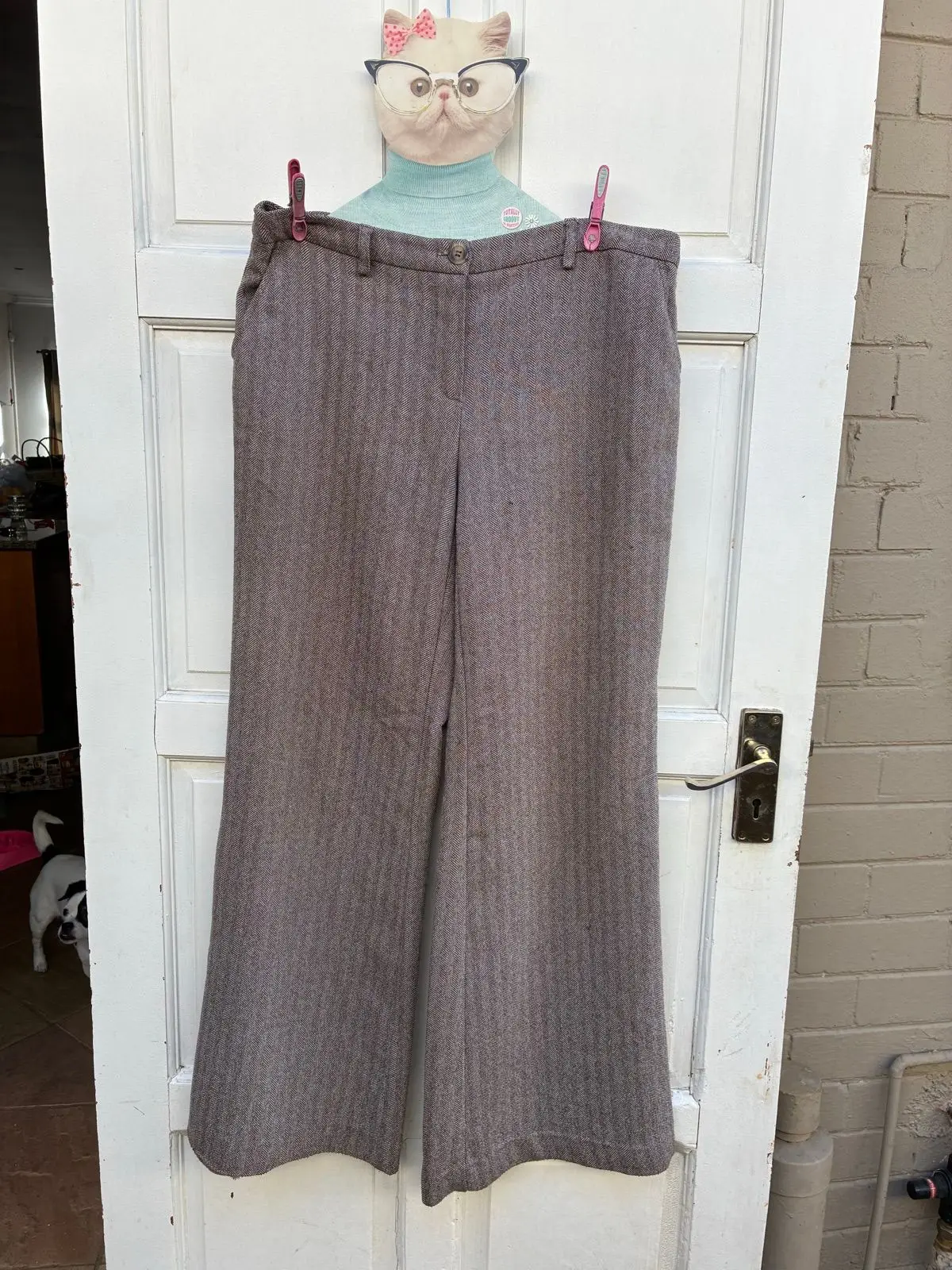 Woolworths Brown Herringbone Wide Leg Trousers