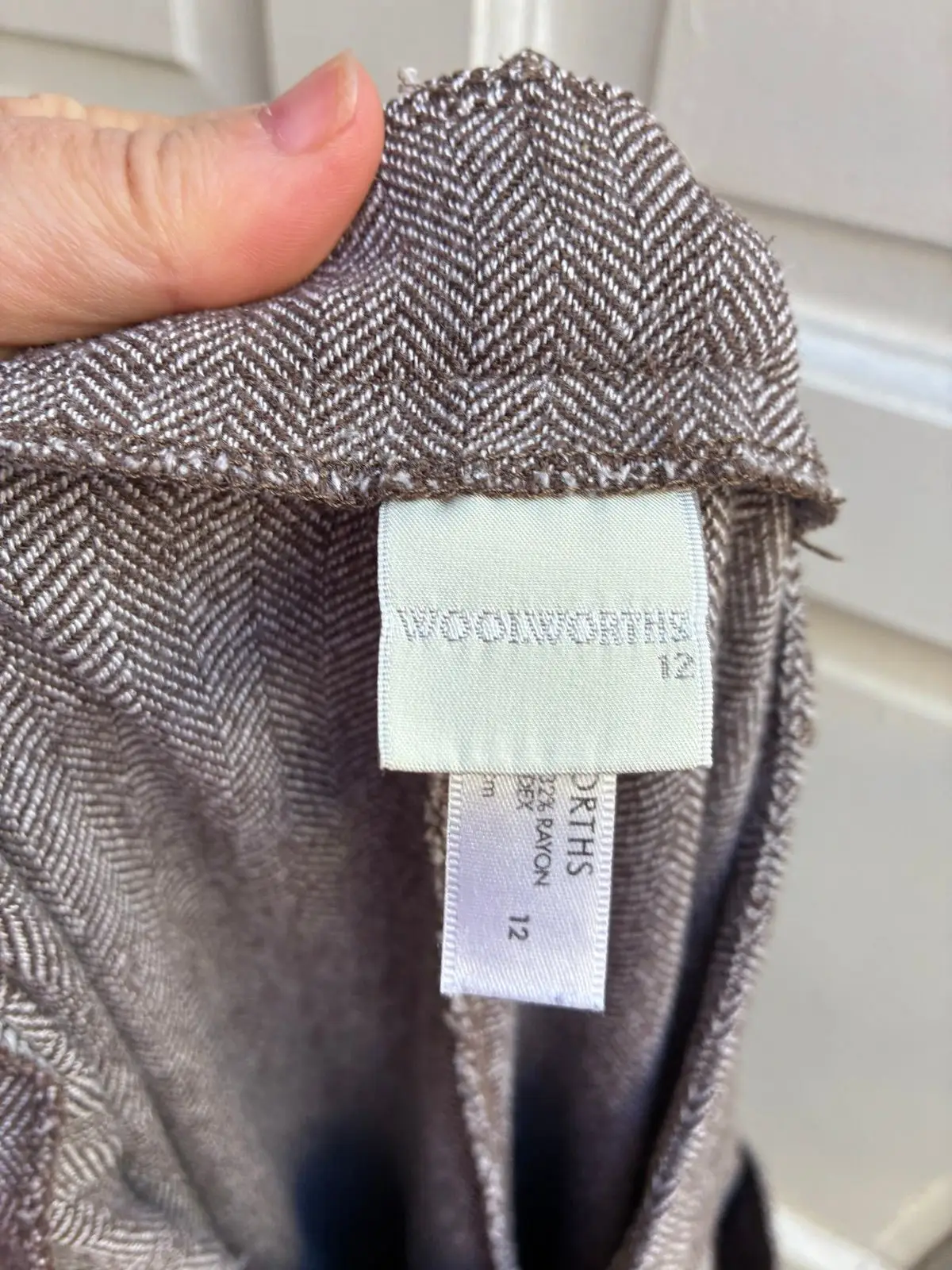 Woolworths Brown Herringbone Wide Leg Trousers