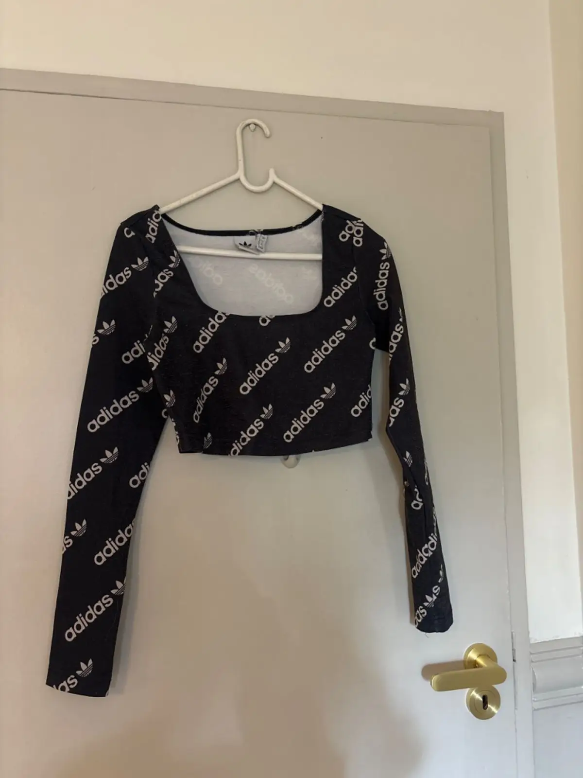 Adidas Originals All-Over Print Long Sleeve Crop Top
