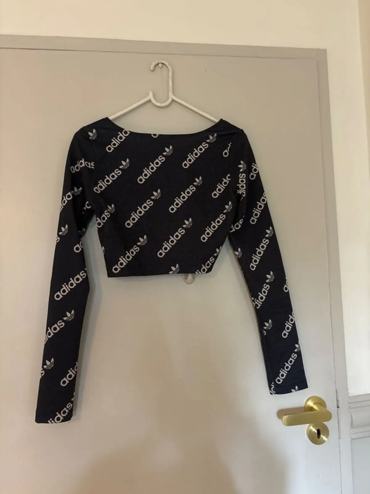 Adidas Originals All-Over Print Long Sleeve Crop Top