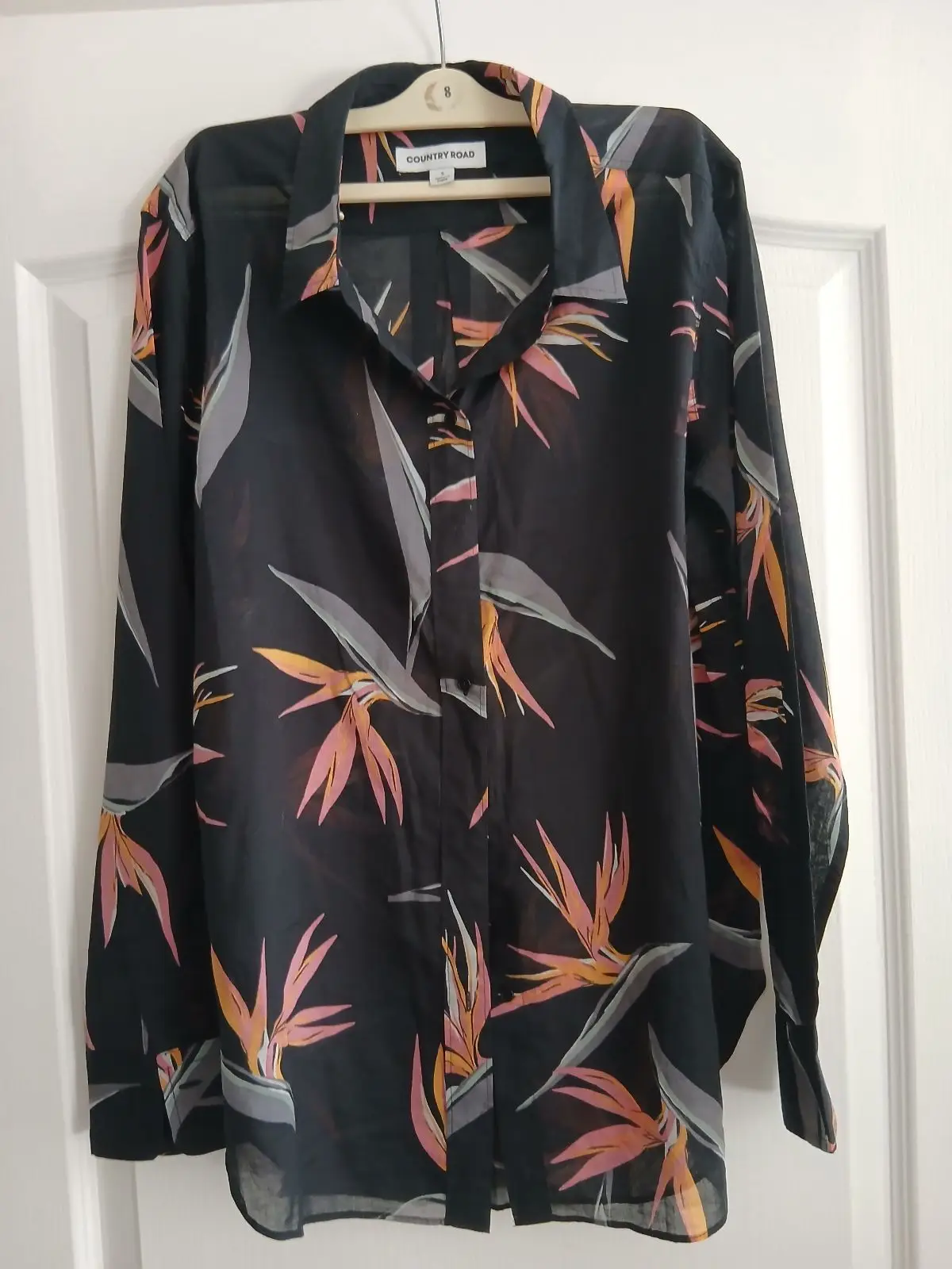 Country Road Bird of Paradise Print Long Sleeve Shirt