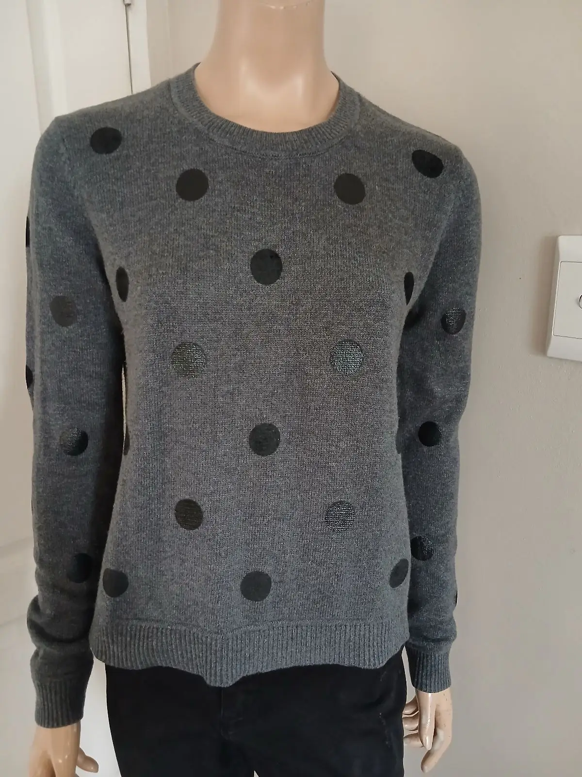 Witchery Grey Polka Dot Knit Sweater