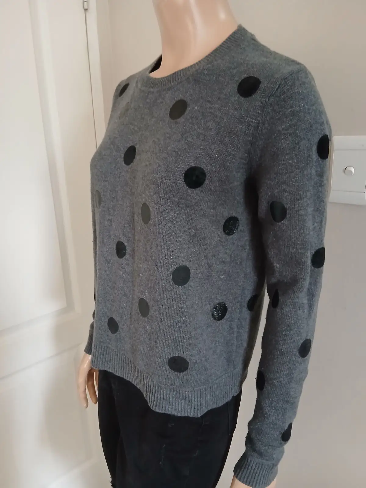 Witchery Grey Polka Dot Knit Sweater