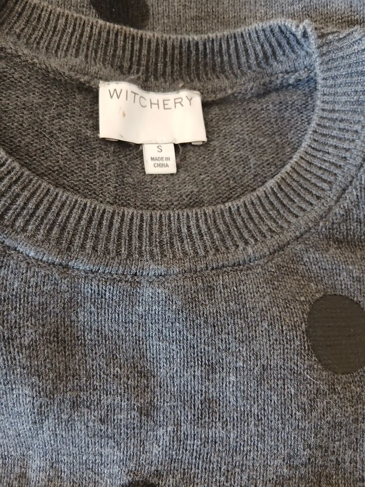 Witchery Grey Polka Dot Knit Sweater