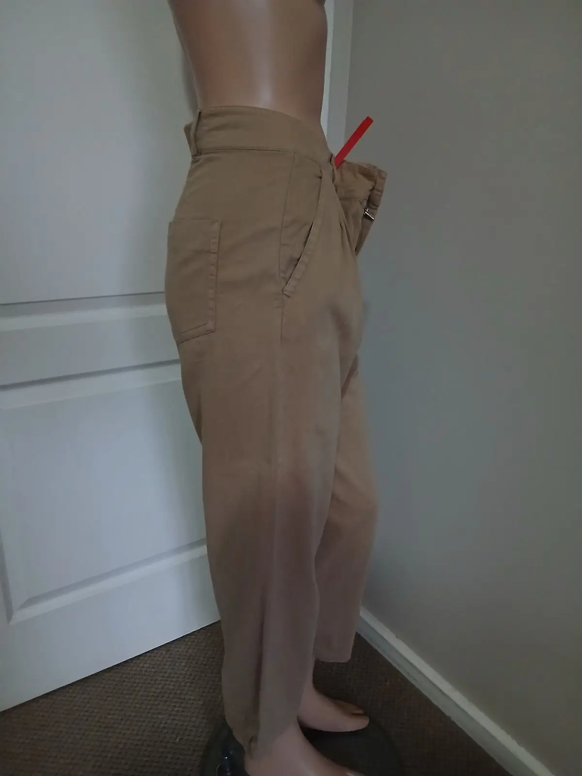 Mango Khaki High-Waisted Pleated Trousers