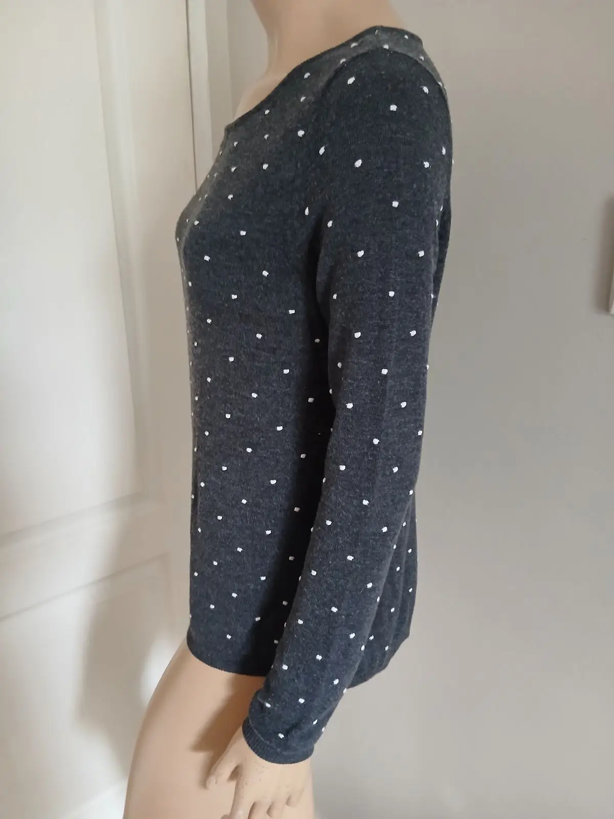 Mango Grey Polka Dot Knit Sweater
