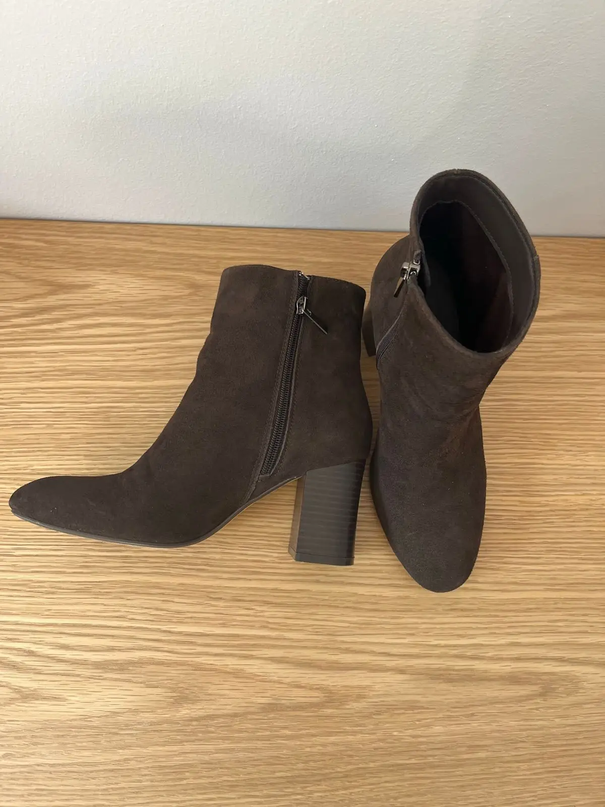 Woolworths Brown Suede Block Heel Ankle Boots