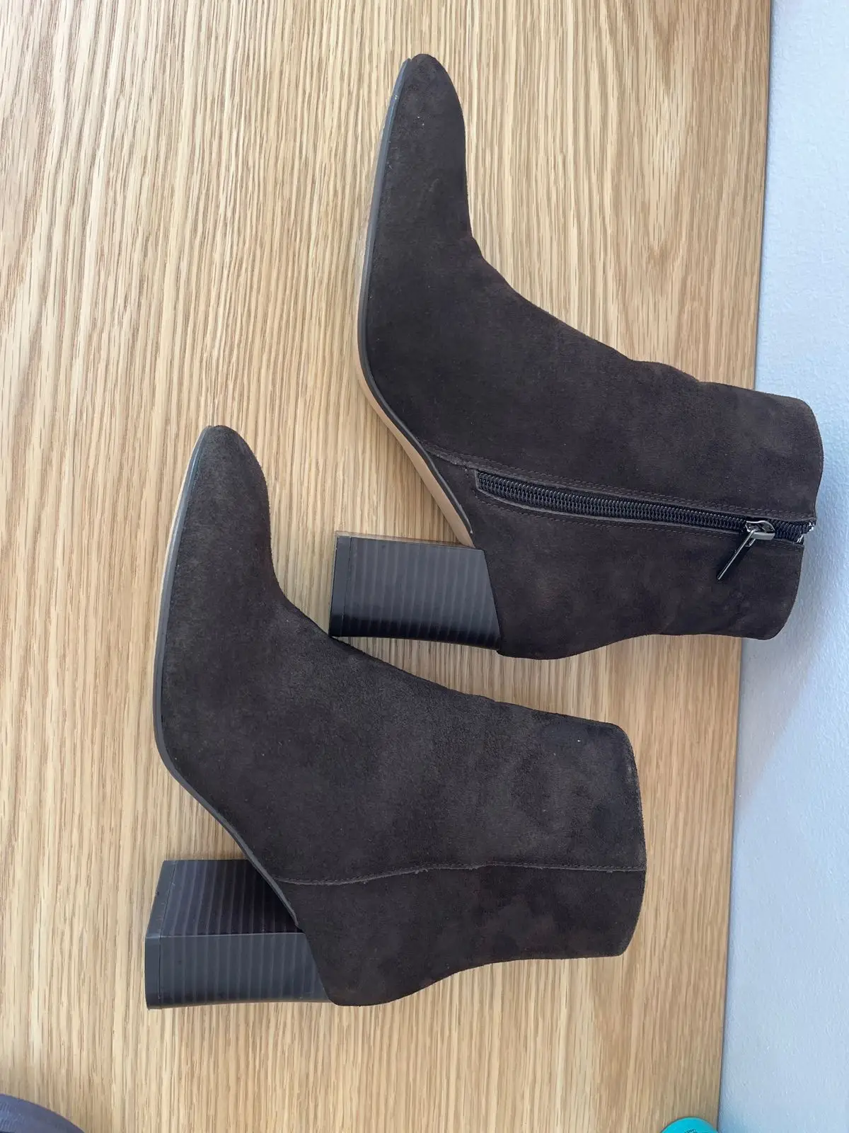 Woolworths Brown Suede Block Heel Ankle Boots