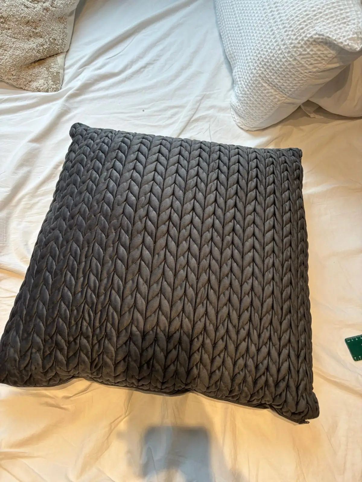 Dark Grey Textured Knit Scatter Cushion