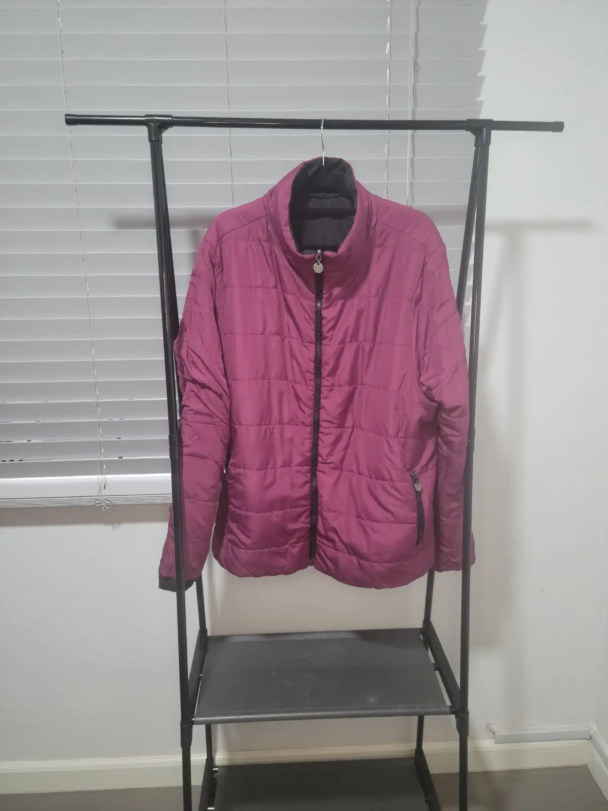 Reversible Lightweight Puffer Jacket Black and Magenta