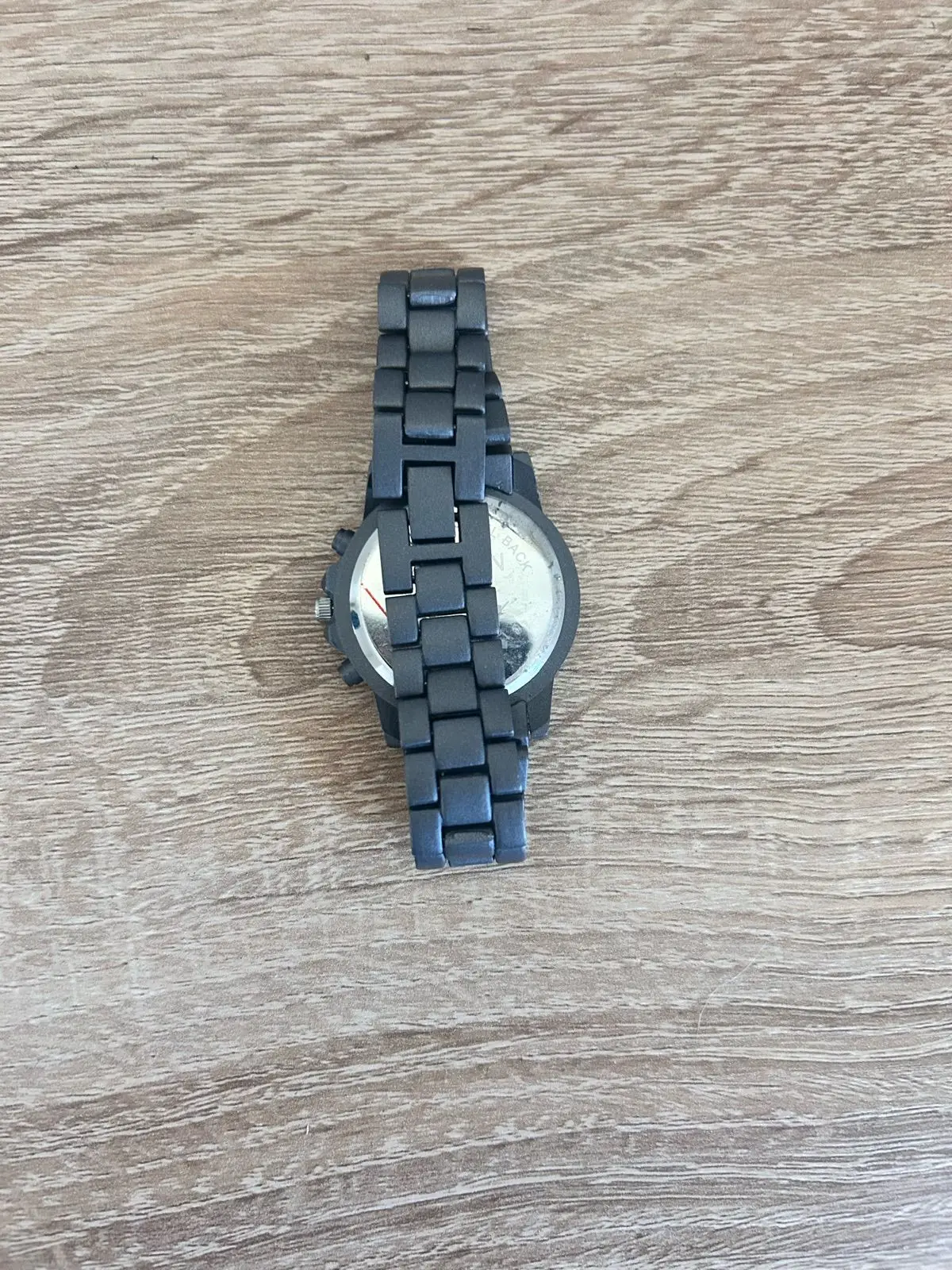 Matte Black Chronograph Style Watch with Rhinestone Bezel
