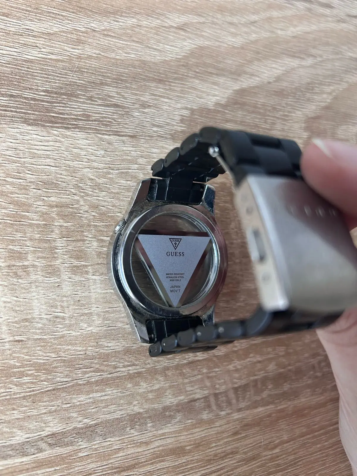Guess Black Strap Watch with Crystal Bezel