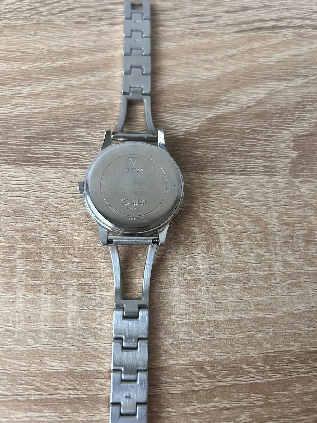 Guess Ladies Silver Tone Watch with Black Dial