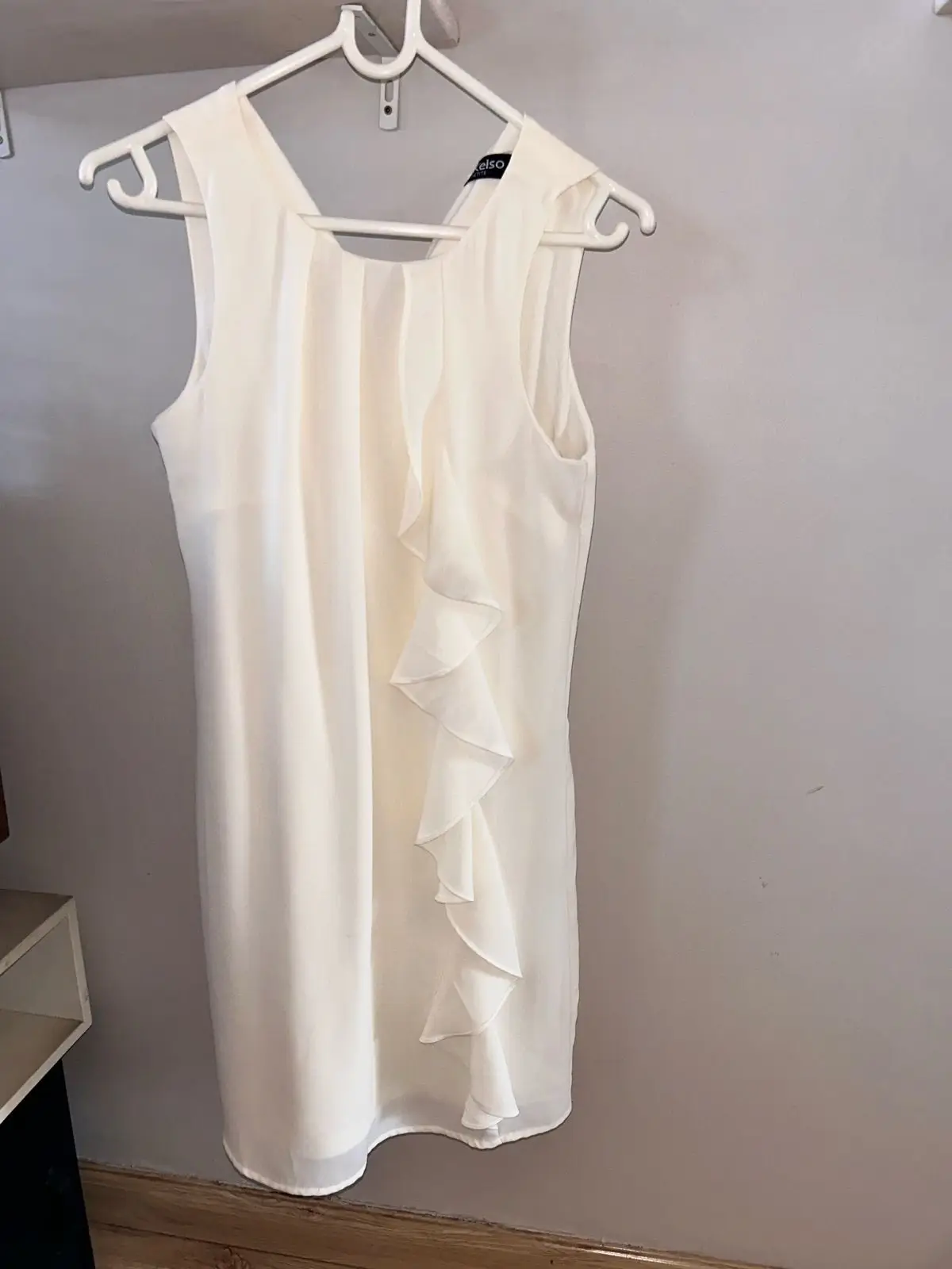 Edgars Kelso White Sleeveless Ruffle Dress