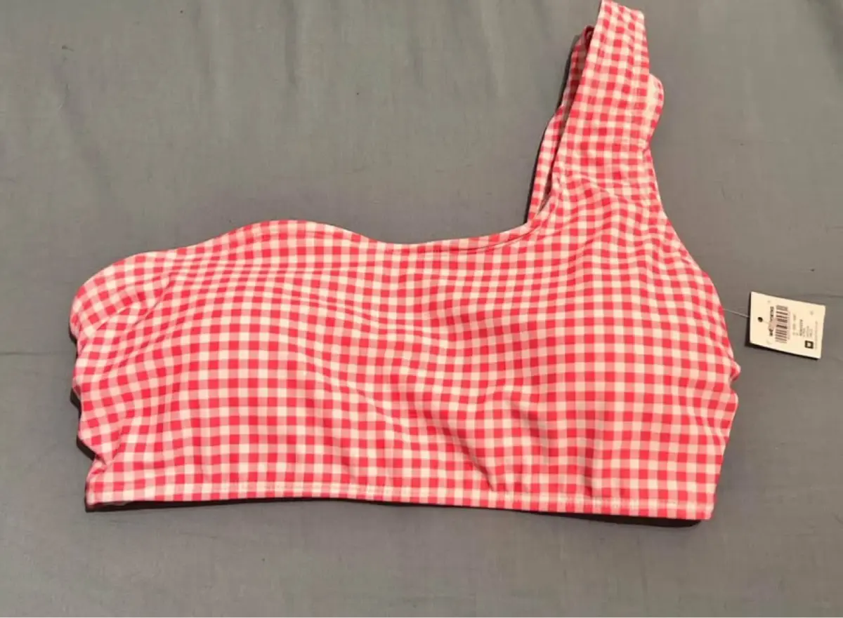 Woolworths Pink Gingham One-Shoulder Bikini Top