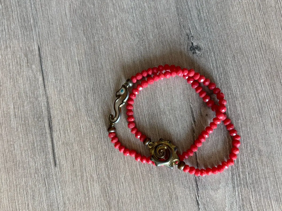 Red Beaded Charm Bracelet