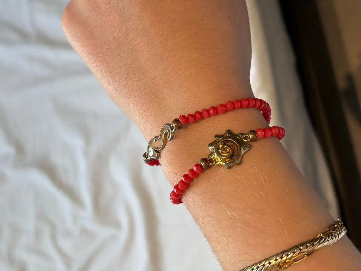 Red Beaded Charm Bracelet