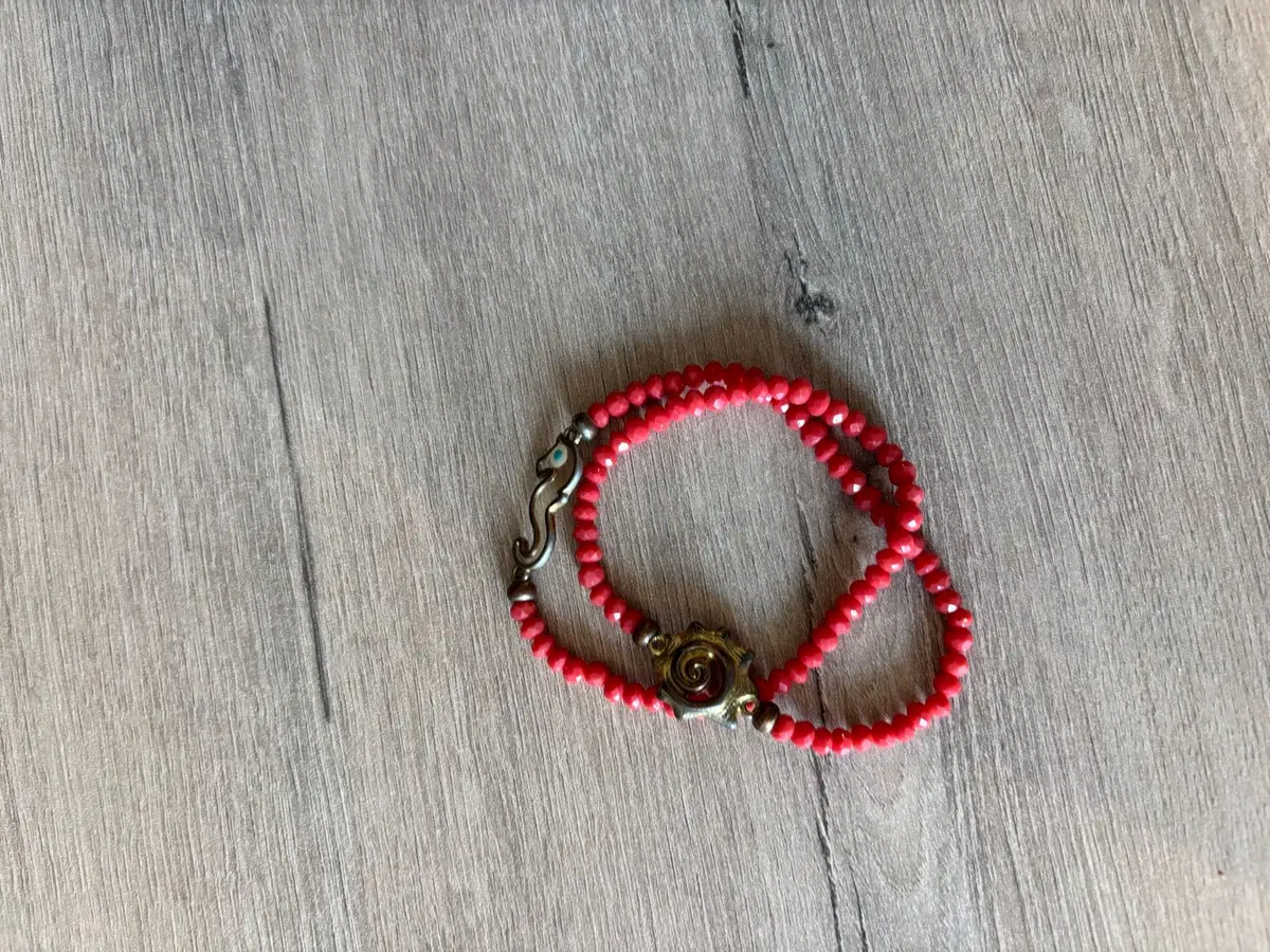 Red Beaded Charm Bracelet