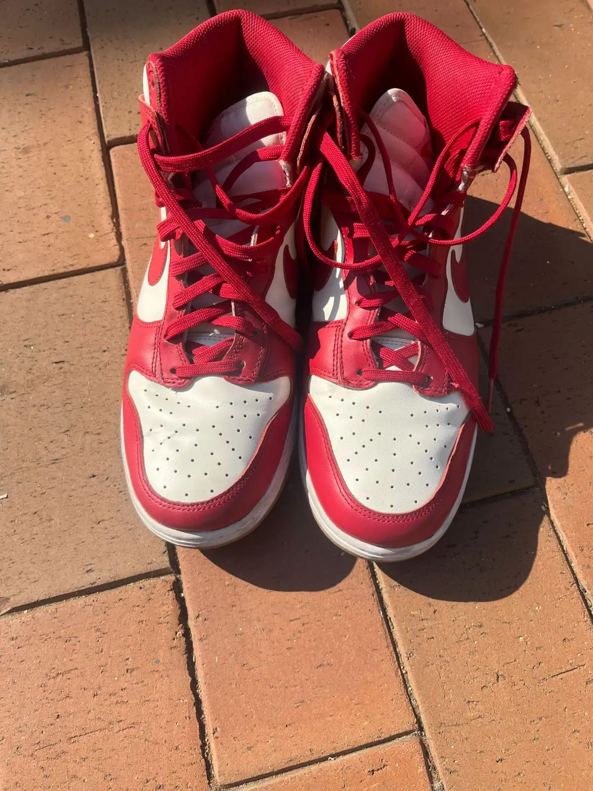 Nike Dunk High Red White Gum Sole