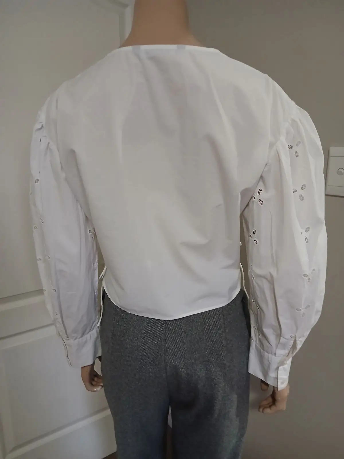 Zara White Embroidered Wrap Blouse