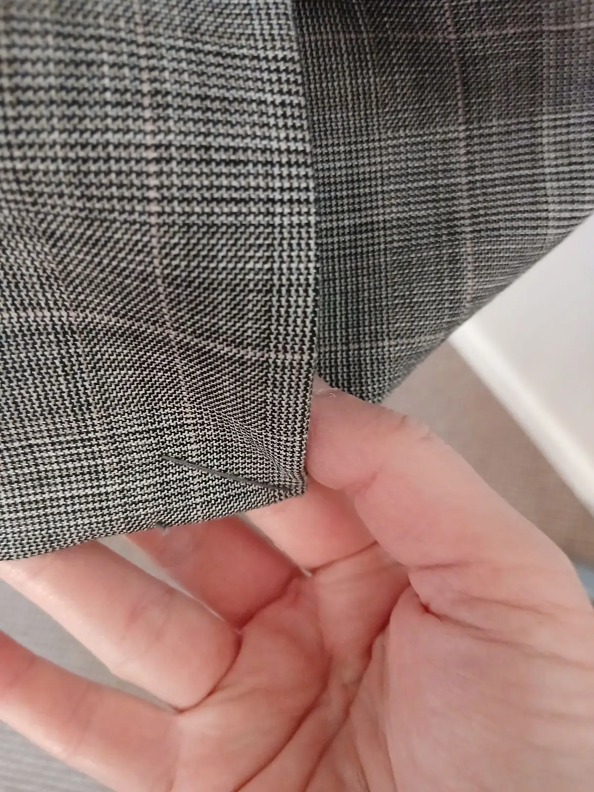 H&M Grey Plaid Ruched Sleeve Blazer