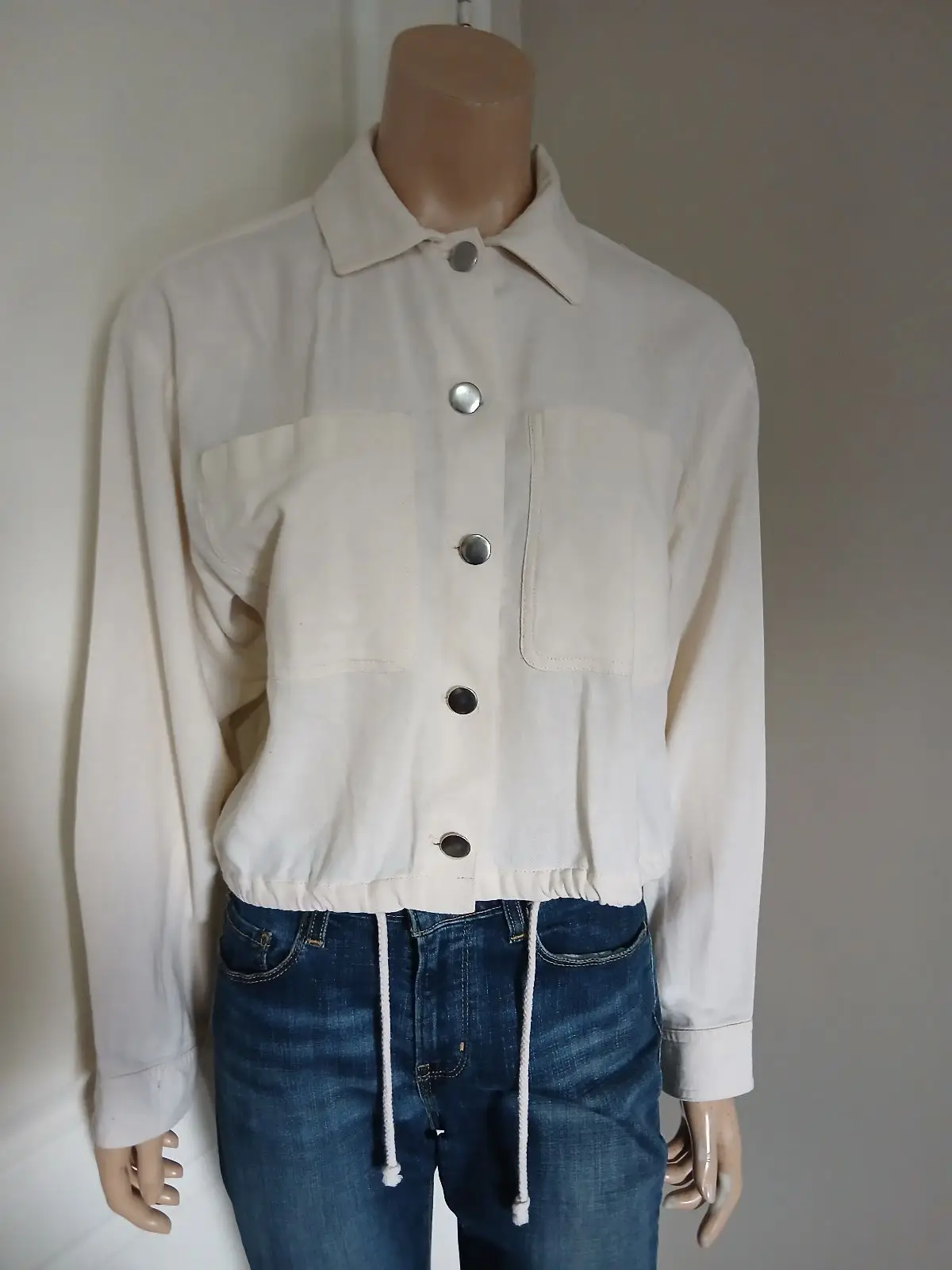 H&M Cream Cropped Utility Jacket