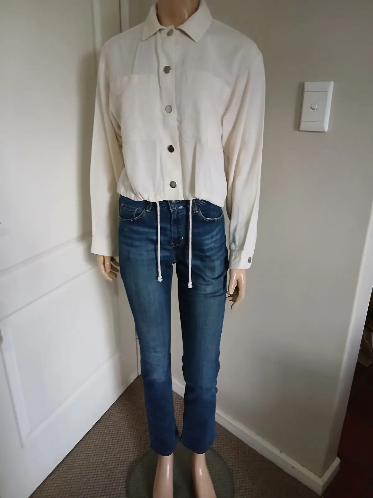 H&M Cream Cropped Utility Jacket