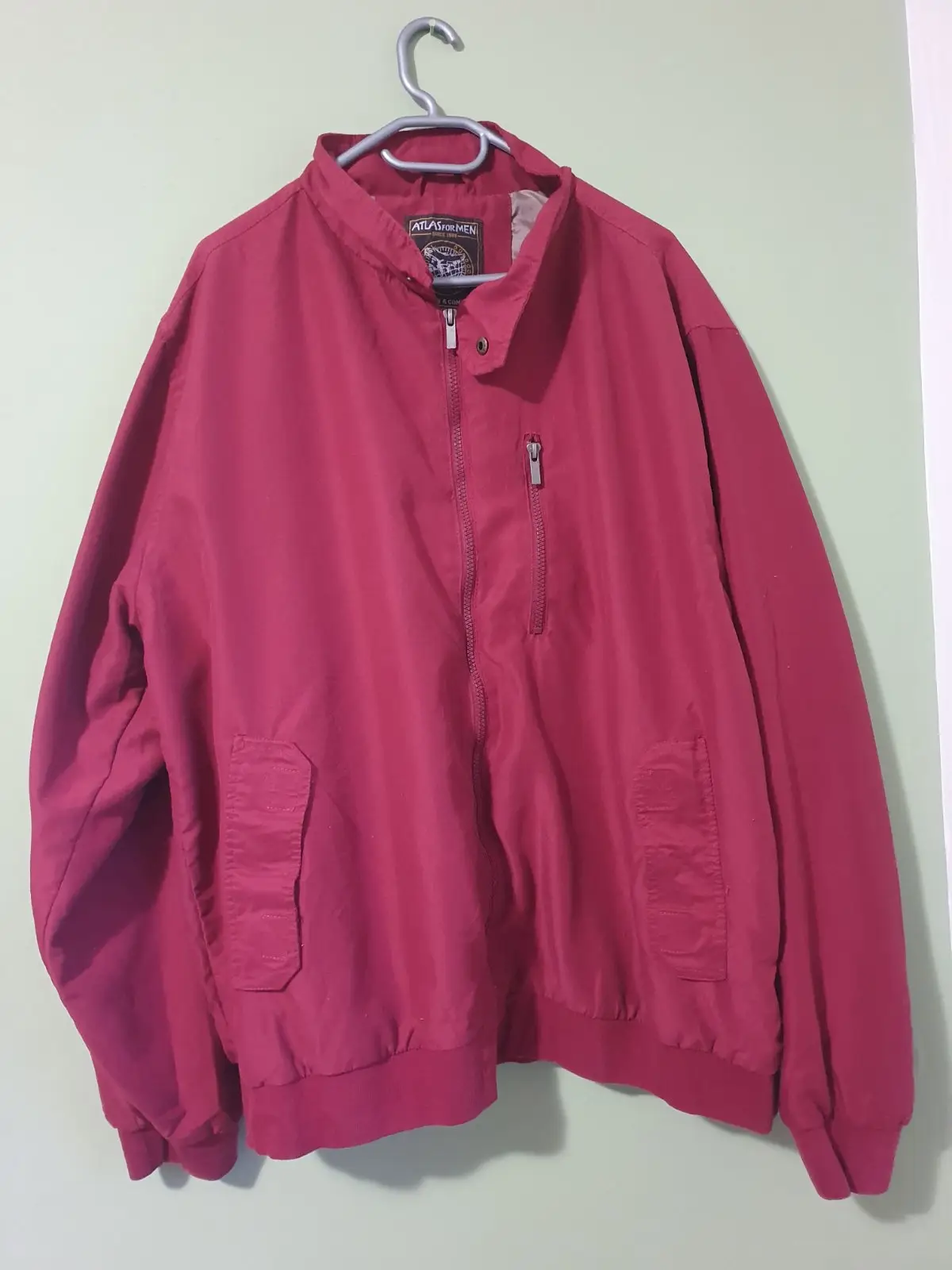 Atlas For Men Red Zip-Up Bomber Jacket