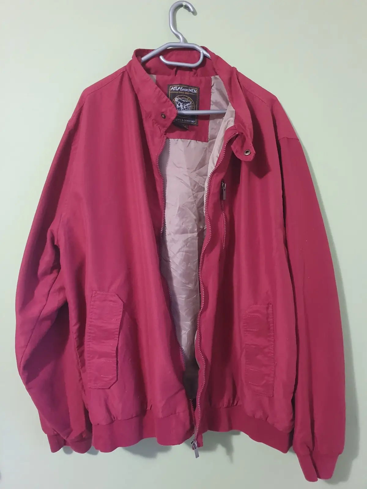 Atlas For Men Red Zip-Up Bomber Jacket