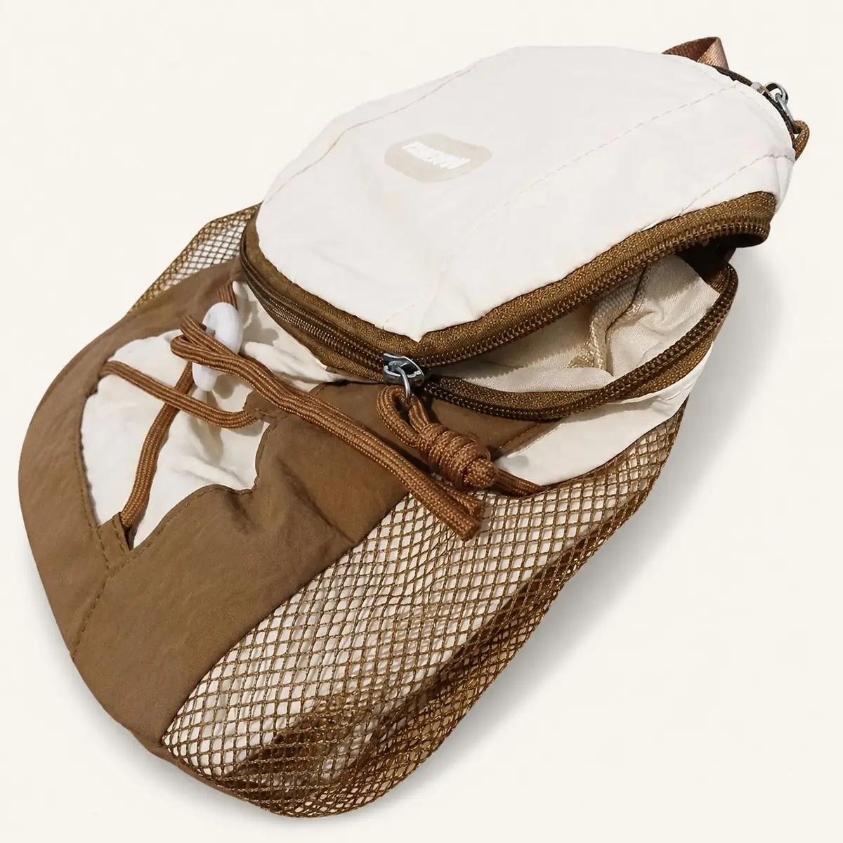 Kabeiyou Brown and Off-White Mini Nylon Backpack