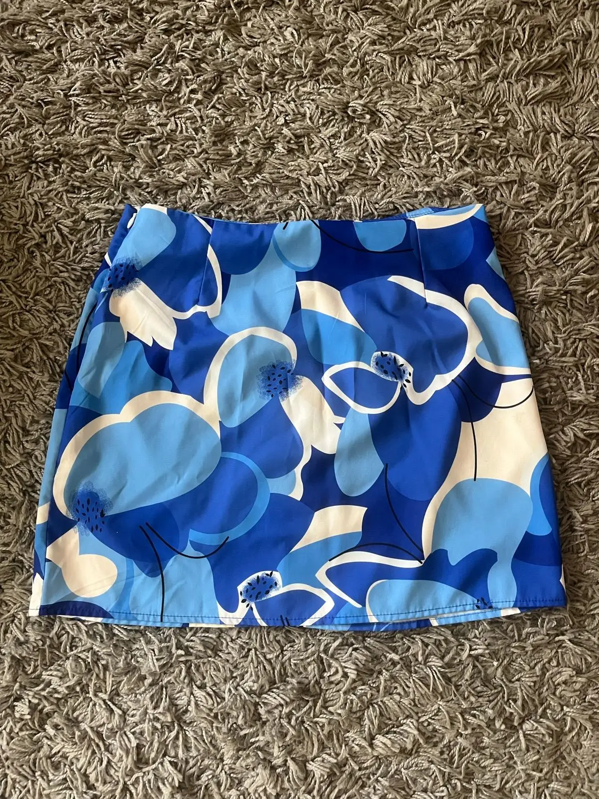Shein Blue Floral Print Mini Skirt