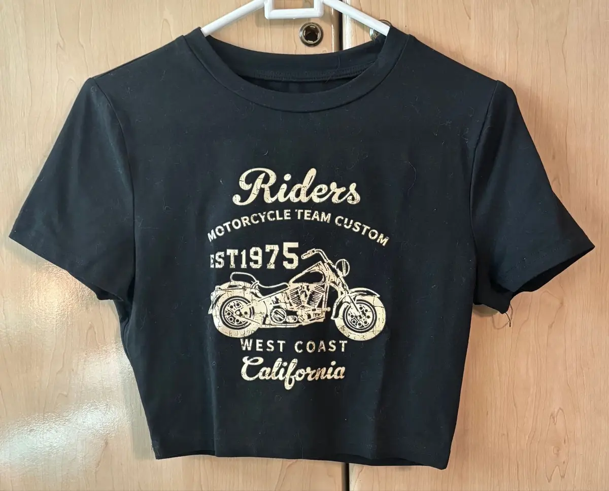 Shein Riders Motorcycle Graphic Crop Top
