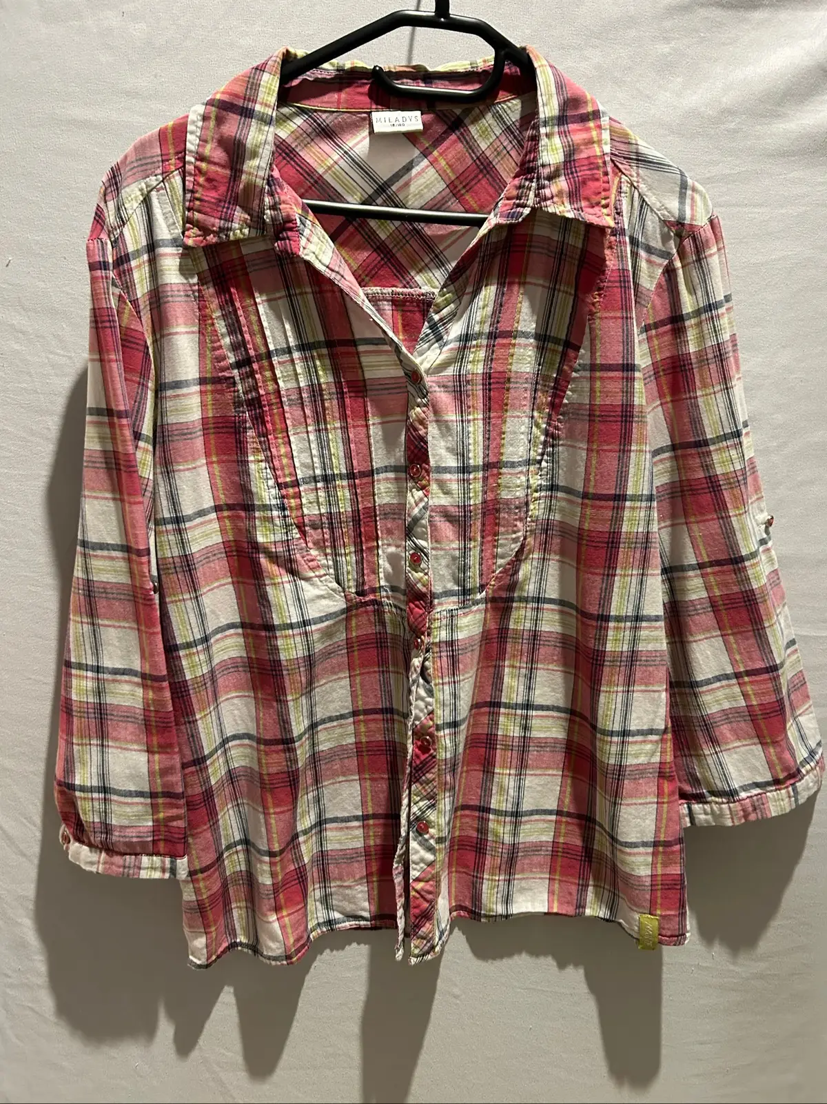 Miladys Pink &amp; White Checked Shirt Blouse Size 15/40
