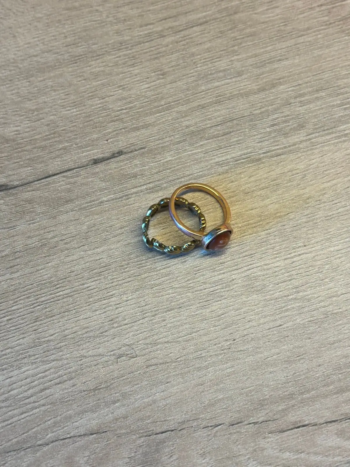 Gold Toned Ring with Brown Cabochon Stone