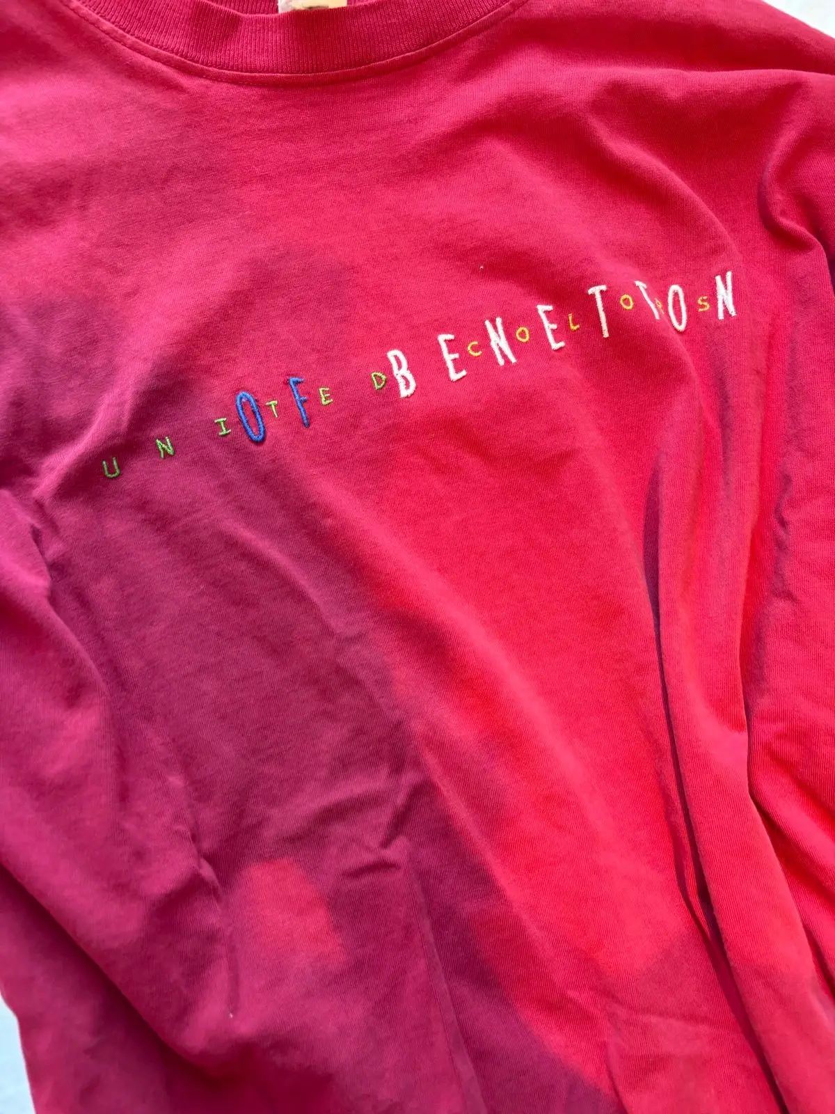 Vintage United Colors of Benetton Red Long Sleeve Tee