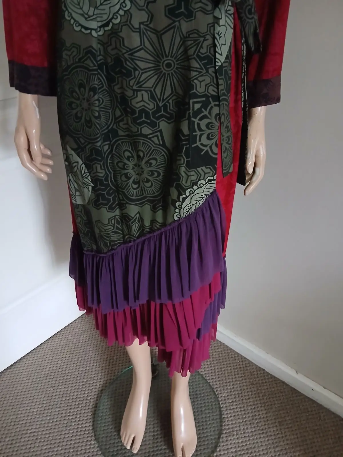Maya Prass Patterned Wrap Dress with Ruffled Hem