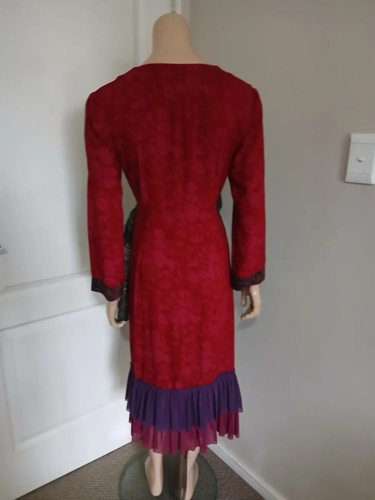 Maya Prass Patterned Wrap Dress with Ruffled Hem