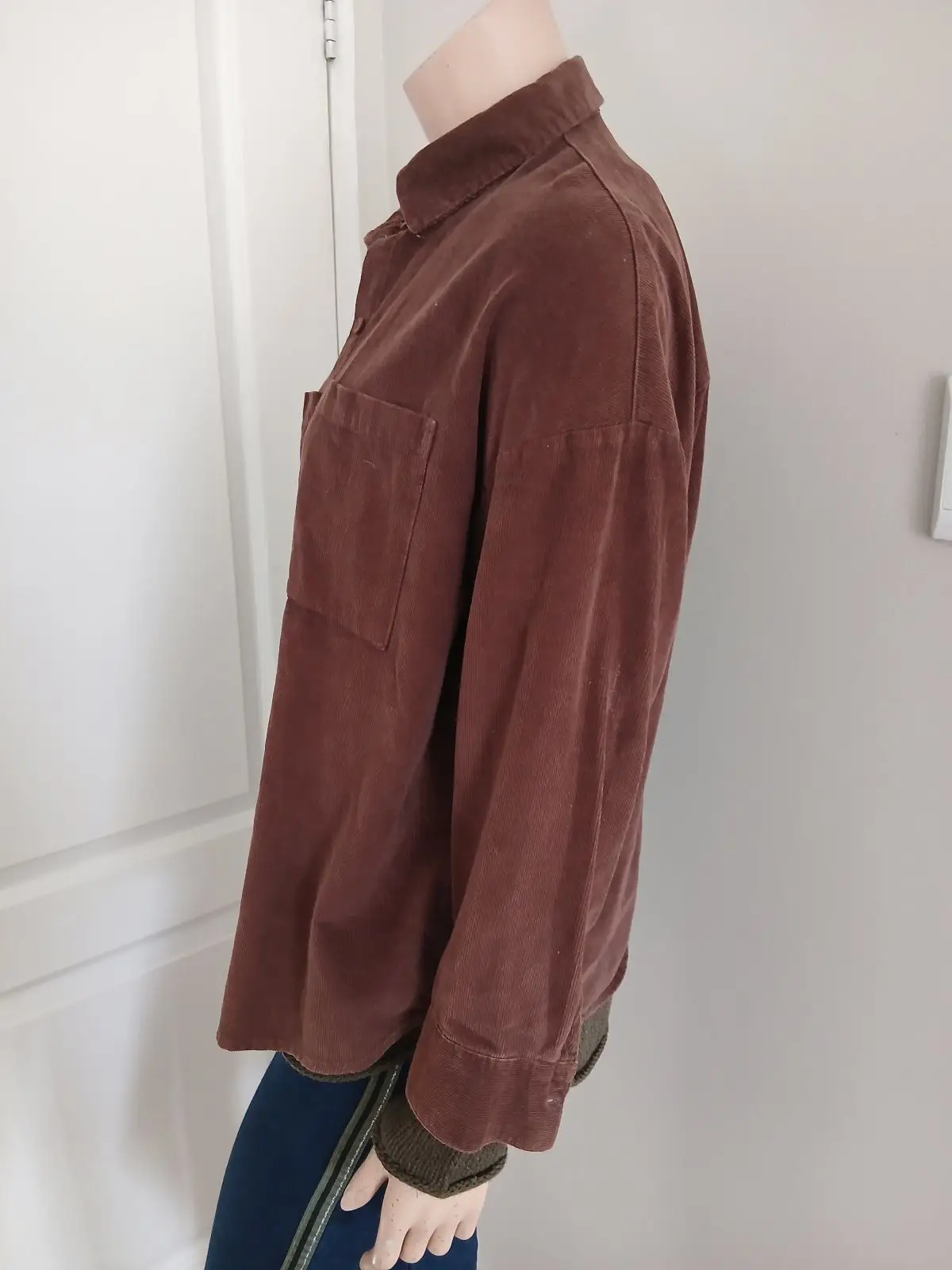 H&M Brown Corduroy Button-Up Shirt